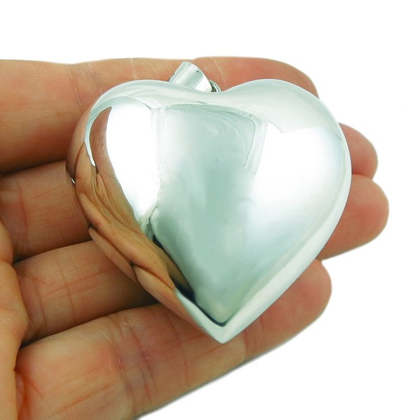 Large 925 Sterling Silver Hallmarked Love Heart Pendant in a Gift Box