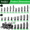 Twidec/1510PCS Black Wood Screws M2 M3 M4#8#10 Truss Head＆Pan Head