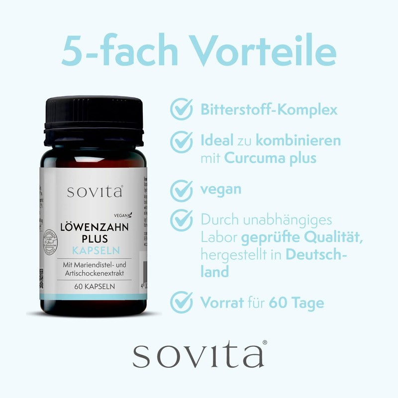 sovita Dandelion Plus Capsules | With Milk Thistle Extract &