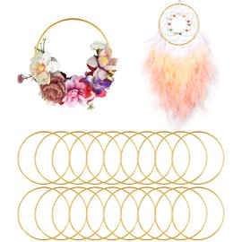 Ixydor Pack of 20 Metal Rings for Crafts, Metal Rings for Crafts, 10 cm Gold, Metal Rings for Dream Catchers, Wall Hangings Decoration, Flowers, Hoops, Wedding, DIY Decoration, Festival Party