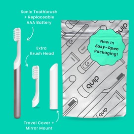 Quip Quip Metal Sonic Toothbrush, Electric Toothbrush for Adults CTime Travel & Soft Bristles with Travel Case & Replaceable Brush Head -3-Month Battery Life - Dusk Plum