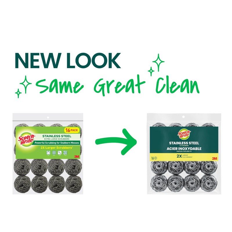 Scotch-Brite Stainless Steel Scrubbers, Scouring Pads for Cleaning Tough Baked-On