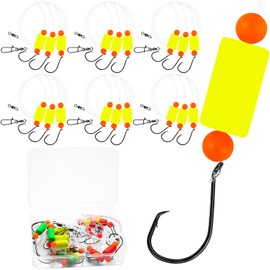 Vipfish Pompano Rig for Surf Fishing - 6 Pack Pompano Rigs Saltwater for Pompano Bait, Whiting Rigs - Pompano Floats,2/0 Fishing Hooks,Mono line and Crane Swivel Snaps