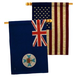 States of Australia Queensland Burlap House Flags Pack Regional Territory Tony Couch Sydney Oceania Country Particular Area USA Vintage Applique Small Gift Yard Banner Double-Sided Made In 28 X 40