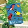 Wildbirds Spring Burlap House Flag Welcome Cardinals Finches 28" x