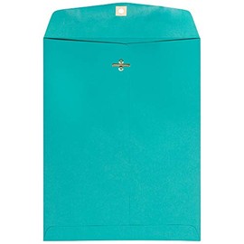 JAM PAPER Open End Catalog Envelopes with Clasp Closure - 228.6 x 304.8 mm (9" x 12") - Sea Blue Recycled - 50/Pack