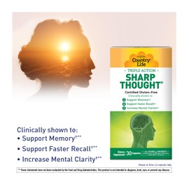 Country Life Sharp Thought 30 Capsules, Certified Gluten Free…