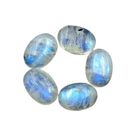 SGM Shop™ Natural Rainbow Moonstone Calibrated 10x12mm Oval Shape 5Pcs Cabochon Loose Gemstone A+ Quality For Jewelry, Earrings, Pendant Making, Crafts & DIY, Wedding Gift, Wire Wrapping Crystals