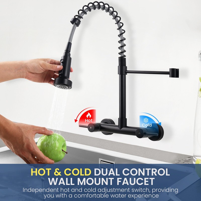 BZIMAK Wall Mount Kitchen Sink Faucet, 8 Inch Center Wall