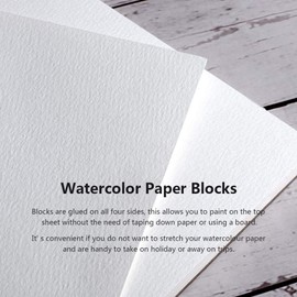 Paul Rubens Watercolour Paper Block, 140lb/300gsm Artist Quality Watercolor Paper Pad Acid Free Cold Pressed, 50% Cotton Rag, Sized 7.6 x 5.3 Inches, 20 Sheets