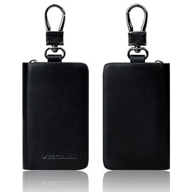 Visoul® Men's Smart Key Case, Genuine Italian Leather, Key Cover, Keychain, Cowhide, Car Key Case - black -