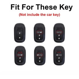 Generic Alloy Key Protective Key Case Cover with Keychain Fit for Honda Civic CR-V Accord XR-V HR-V Pilot Vezel 2022 2023 Key Fob Holder Key Shell Auto Accessories (Red)