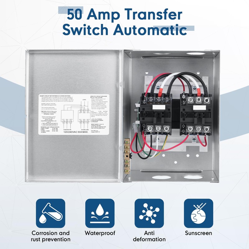 LINKCRO RV Transfer Switch, 50 Amp Automatic Transfer Switch for