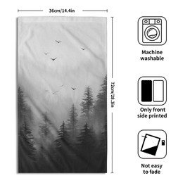 Giwawa Black Misty Forest Hand Towels Set of 2 Mountain Woodland Soft Absorbent Face Bath Towel Dish Towel Bathroom Kitchen Towel Decor Gift