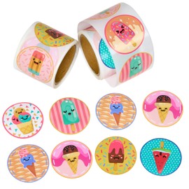 Playbees Ice Cream Parlor Stickers for Kids - 200 Pack of Sweet-Themed Designs - Ideal for DIY Arts and Crafts, Scrapbooking, Teacher Awards, Classroom Prizes, and Encouragement