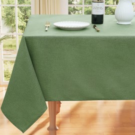 Smiry Rectangle Faux Linen Table Cloth, Waterproof Burlap Fabric Tablecloth, Washable Decorative Farmhouse Table Covers for Kitchen, Dining, Parties, 52x70, Sage Green