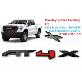 Auto Front Grill Gloss Black Red AT4X OVERLAY Emblem 2023+ GMC Sierra15002500HD3500HD