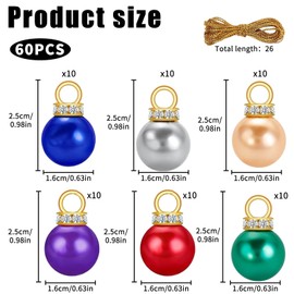 60 Pcs 6 Colors Small Christmas Baubles, Small Baubles, Mini Baubles for Small Tree, Mini Baubles for Crafts, Mini Christmas Tree Decorations, Multicoloured Christmas Baubles (Mixed Color)