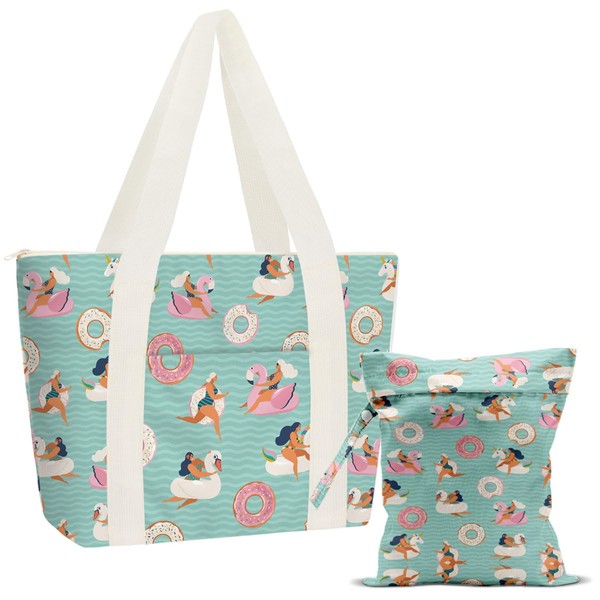 ENGVZ Beach Bag Wet Bag Waterproof Sandproof Women Beach Tote