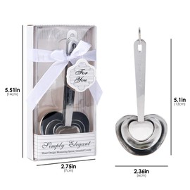 SHIDOW Heart-shaped Spoon Set - Set of 4, Silver Color, Versatile Kitchen Utensils, Love Heart Shape Design Measuring Spoons Set for Bridal Shower Party or Wedding Favors (3)