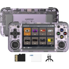 Anbernic RG35XX H Retro Handheld Game Console, Support HDMI TV Output 5G WiFi Bluetooth 4.2, 3.5 Inch IPS Screen Linux System Built-in 64G TF Card 5515 Games (RG35XXH Transparent Purple)