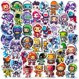 Cartoon Astronaut Stickers for Laptop (Pack of 50), Gift for Children, Teenagers, Adults, Boys, Astronaut Stickers, Waterproof Vinyl Stickers for Scrapbooking, Skateboard, Car, Luggage