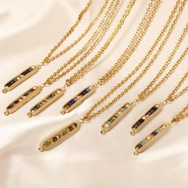 KZL Healing Crystals Necklace Spiritual Crystal Pendant Necklace for Women Men Reiki Natural Stones Beaded Stress Relief Anxiety Necklace Empath Protection New Beginnings Good Luck Gifts -Style 3