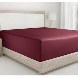 California Design Den King Size Fitted Sheet Only, Deep Pocket Soft 400 Thread Count 100% Cotton Sateen, No Pop-Off Elastic, Durable Hotel Quality Fitted Sheet (King, Burgundy Red)