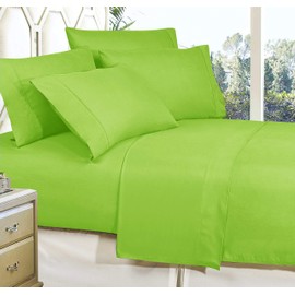 Elegant Comfort Luxurious Soft 1500 Thread Count Egyptian 6-Piece Premium Hotel Quality Wrinkle Resistant Coziest Bedding Set, Easy All Around Elastic Fitted Sheet, Deep Pocket, California King, Lime