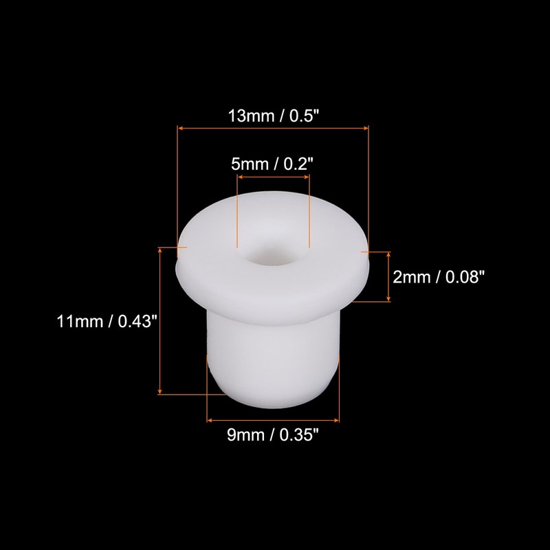 sourcing map 10Pcs T Type Rubber Grommet Mount Dia 9mm