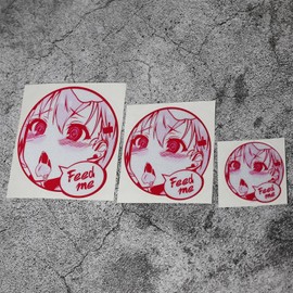 Horayten Anime Girl Car Sticker Feed Me Decal Tape for Auto Motor Oil Fuel Tank Decoration Graphic 4PCS