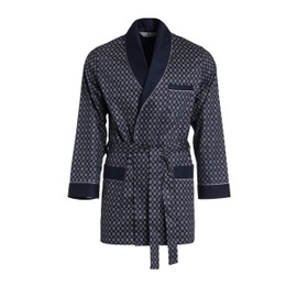 Revise RE-509 Elegant Men's Dressing Gown - Short - 100% cotton– Darkblue – S