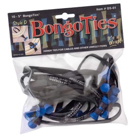 BongoTies BLUE & BLACK "Azure" Bongo Ties -10 Pack "Style-D" ~ Professional cable ties made of natural rubber and bamboo ~ HANDY TIES FOR CABLES AND OTHER UNRULY ITEMS