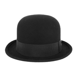 fiebig Melon with Grosgrain Ribbon Bowler Felt Hat Made of 100% Wool for Men and Women Classic Wool Felt Hat Made in Italy, black
