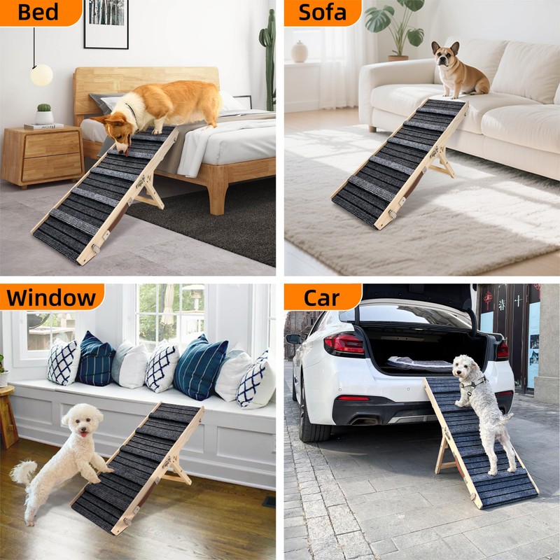 Dog Ramp for Bed-Non-Slip - Extra Wide Pet Ramp for