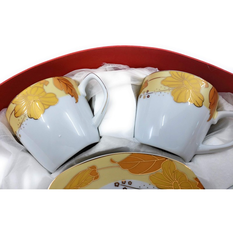 Porcelain China Teacups or Coffee Cups and Saucers Set of