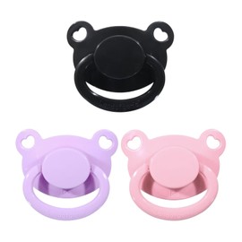 Landofgenie Adult Size Dummy Large Teat Shield Dummy Pack of 3 Black + Pink + Purple Bear Shaped