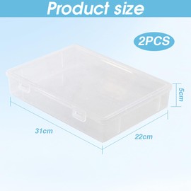 MIUUIPI Pack of 2 Multi-Purpose Storage Box, Clear Storage Container Box, A4 Folder Paper Storage, Building Block Organiser, Storage Box with Lid for Documents, Magazines, Art Supplies