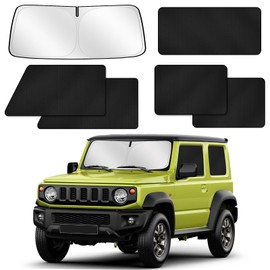 ZATOOTO CT106-BK Car Curtains, For Suzuki Jimny & Sierra JB64/JB74, Magnet, Car Sleeping Curtain, Front Sun Shade, Light Blocking, For Front / Rear / Both Sides, Back Doors, Set of 6, Black