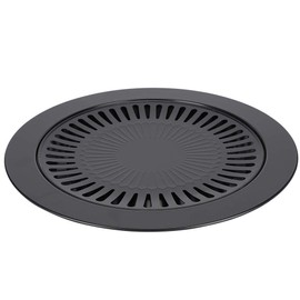 HEITIGN Korean BBQ Grill Plate, Non-Stick Round Iron Griddle, Portable, Smokeless, 526g, Black