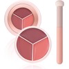 Rubor en crema ultrasuave de 3 colores para mejillas, Pincel