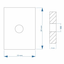 Slot Nut | Threaded Plate 20 x 13 x 5 mm M8 Thread Centre | Galvanised Steel (Pack of 10)