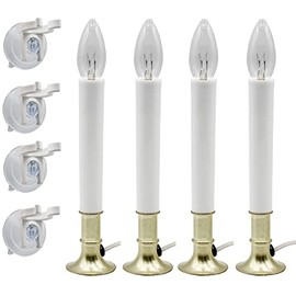 Creative Hobbies Window Candle Kit - Electric Candle Lamp with Dusk to Dawn Sensor, 7W Bulb, and Suction Cup Holder in Each Box | 4 Pack