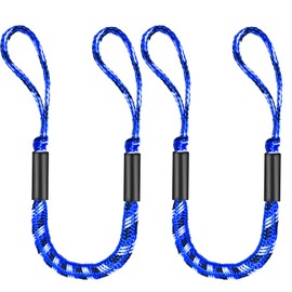 3FT Bungee Dock Line for Boats with Loops – Connect or Secure Docking for Small & Medium Sized Boats Like Jet Ski, Kayak,PWC, Canoe, Bass Boat, Jon Boat, Boat Fender Lines (Blue,Black&White)
