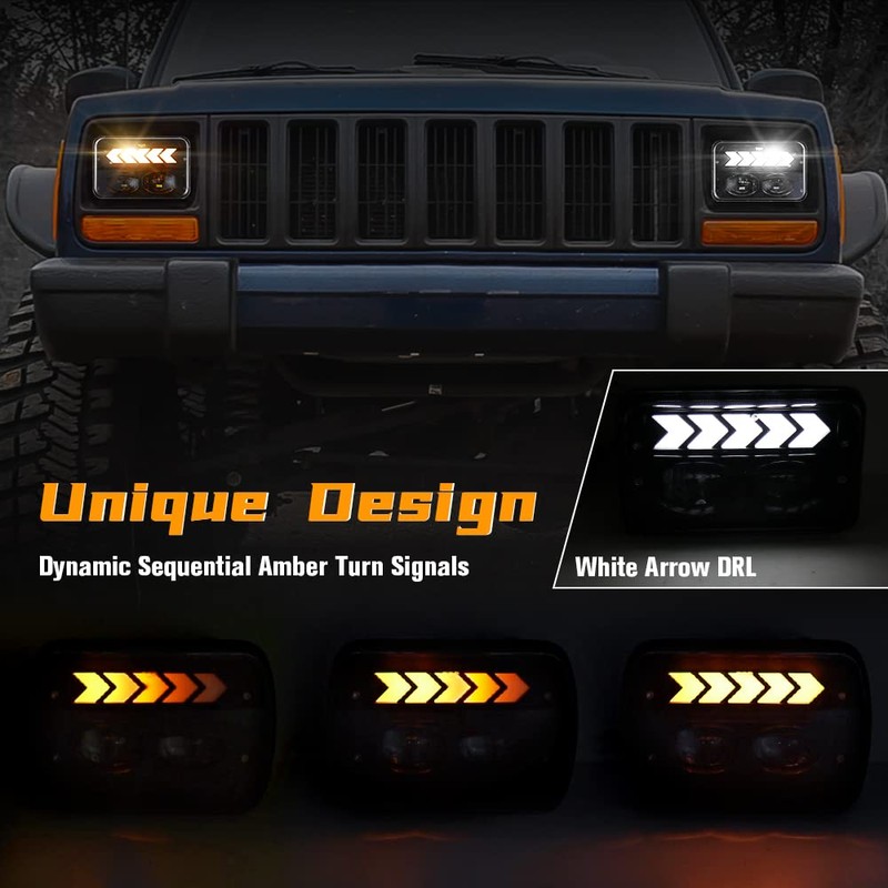 BESTZHEYU 2PCS 4x6'' LED Headlights for S10 1995 1996 1997