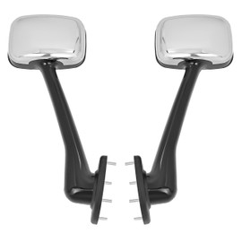 HECASA Chrome Hood Mirror Pair Compatible with 2008-2017 Freightliner Cascadia, Chrome Silver Mirror Cap Cover, Semi Trucks Pickup Truck Manual Black+Silvery+Clear Driver&Passenger Side