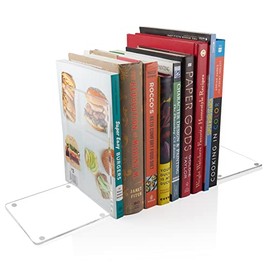 Acrylic Bookends, 2 Pairs of Clear Invisible Book Ends for Shelves, 4mm Heavy Duty Non Skid Book Holders for Books, Movies, DVDs, CDs, Video Games. Book Stopper for Home, Office, Library (Clear)