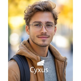 Cyxus Retro Oval Blue Light Blocking Glasses for Women Men Metal Frame Anti Eye Strain UV Protection 8562 Silver