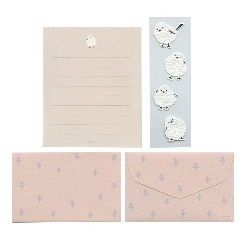 Mini Letters Set Fluffy Animals with Stickers [Shimaenaga Pattern A]