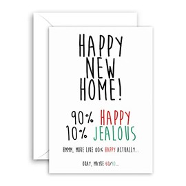 Lithobee - Moving Home Cards - Happy Jealous For Friends Family Mates Mums Dads Sisters And Brothers With A Funny Rude Message About The New Neighbours